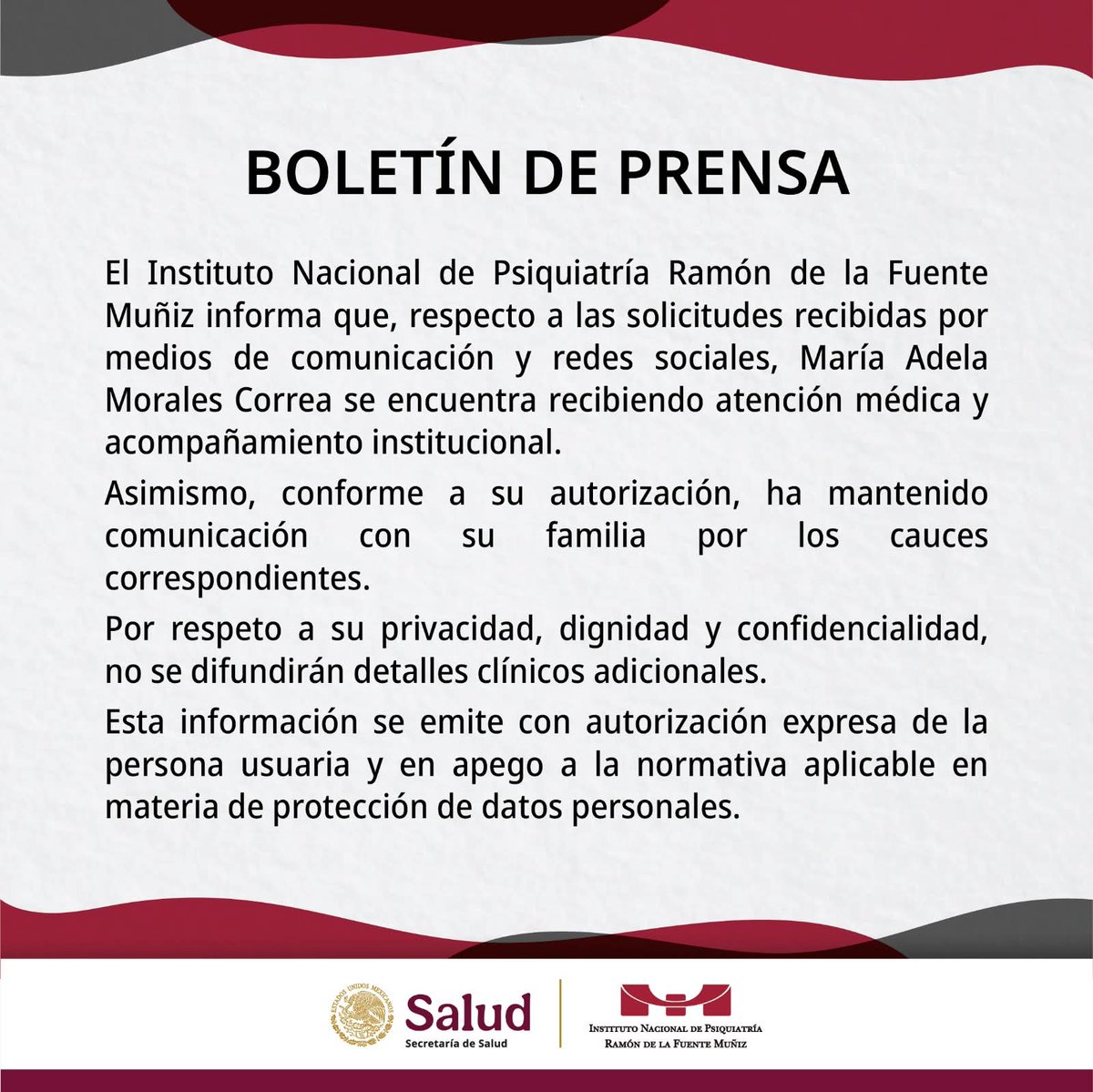 En el caso de Adela por respeto a su privacidad, dignidad y confidencialidad no desinformemos.