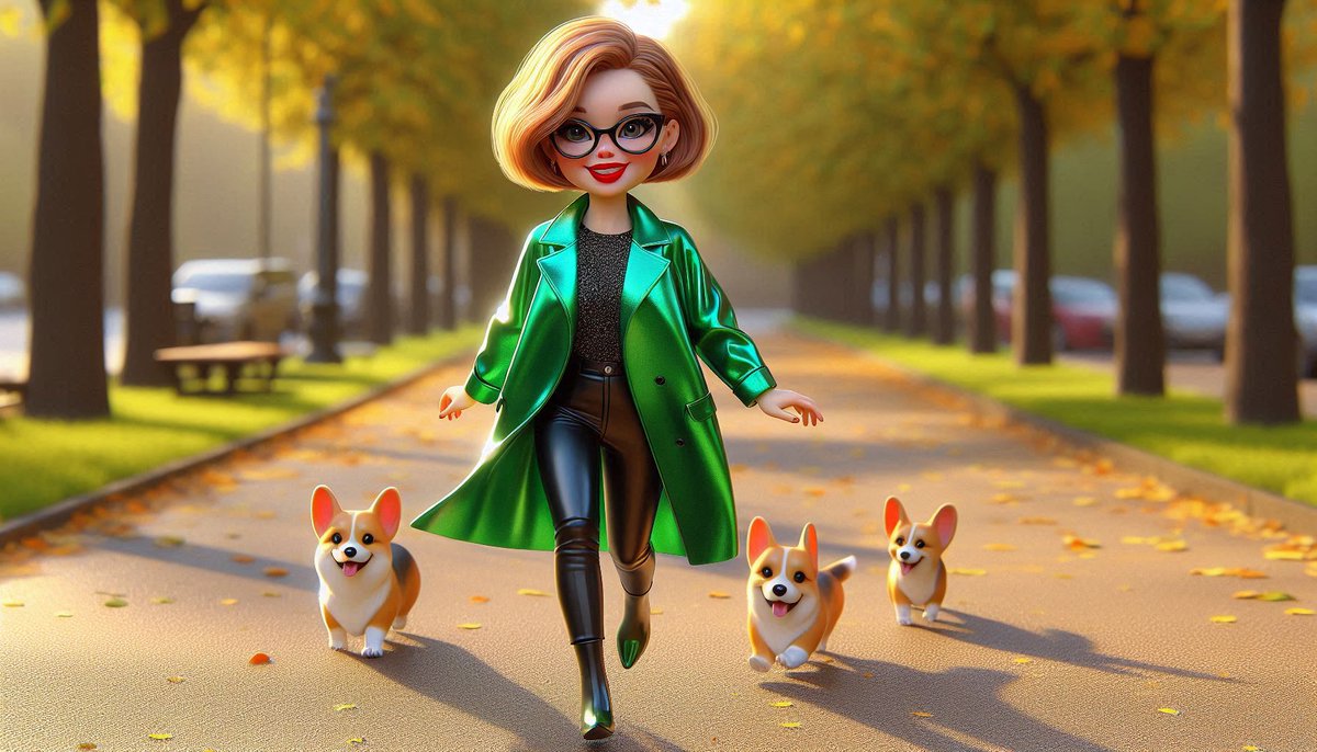 DickVasser's tweet image. #ginger lady in green #pvc mack walking her #corgis