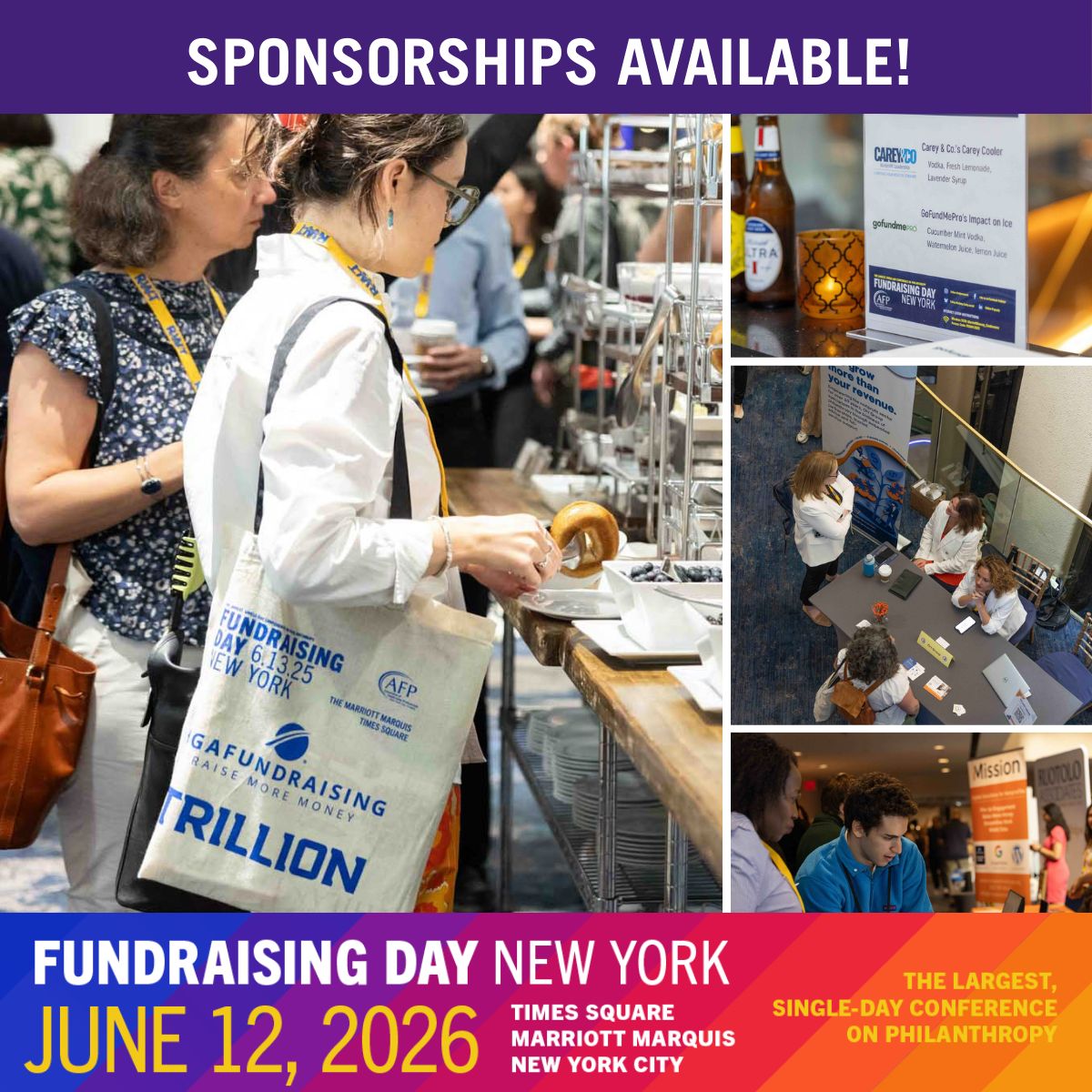 NYCAFP's tweet image. Sponsorships are filling up! 

Fundraising Day New York (#FRDNY) brings together over 1,200 #nonprofitprofessionals! Join us as a #sponsor and be part of this premier nonprofit event. Reserve your spot now. 

For more information: buff.ly/b4fu3rG
