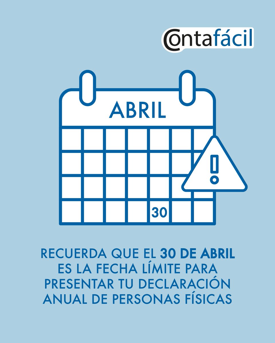 ⚠️ RECORDATORIO: La fecha límite para presentar tu Declaración Anual - Personas Físicas es el 30 de Abril del 2026 ⚠️
#SAT #Declaracion