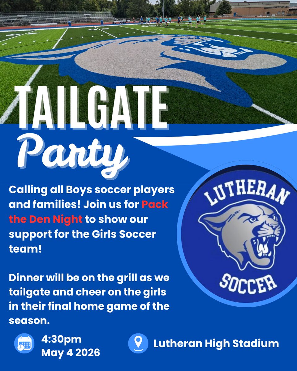 LuHiBoysSoccer's tweet image. Looking forward to seeing the team and families on Monday, May 4, for Pack the Den Night at Girls soccer. Join us for dinner and to cheer on the girls! #RiseTogether @LuHiActivities