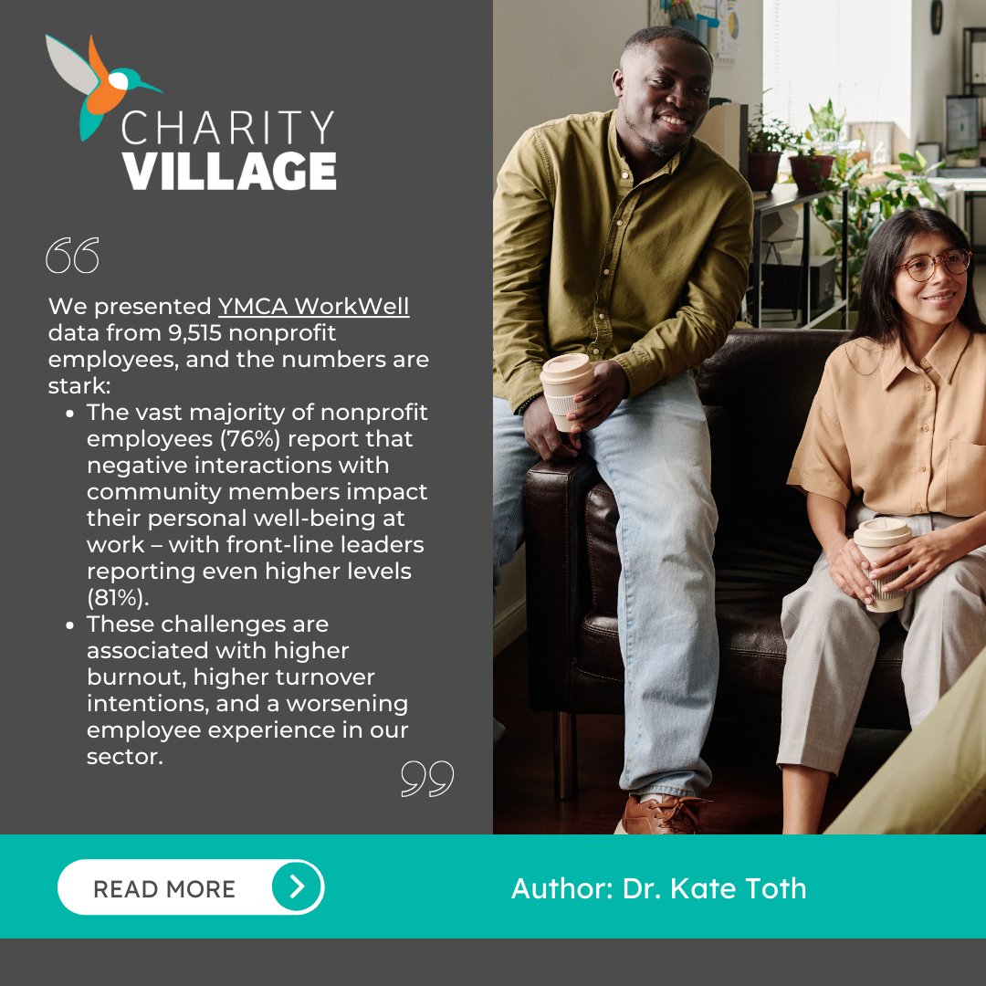 CharityVillage's tweet image. In this #article, Dr. Kate Toth, Director of Coaching &amp;amp; Partner Success at @YMCAWorkWell, explains how organizations can transform harmful encounters into opportunities for #resilience. ⬇️

okt.to/61vYC9