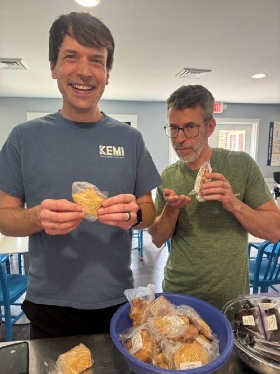 KEMIworkerscomp's tweet photo. We kicked off Monday in the sweetest way, baking treats for guests at Ronald McDonald House Charities of the Bluegrass! Brownies, Rice Krispies treats, and COLOSSAL sugar cookies that looked more like scones. 😄 Thanks, RMHC, for a joyful morning! #worksafe #serveothers https://t.co/F4Zkb3PDTM
