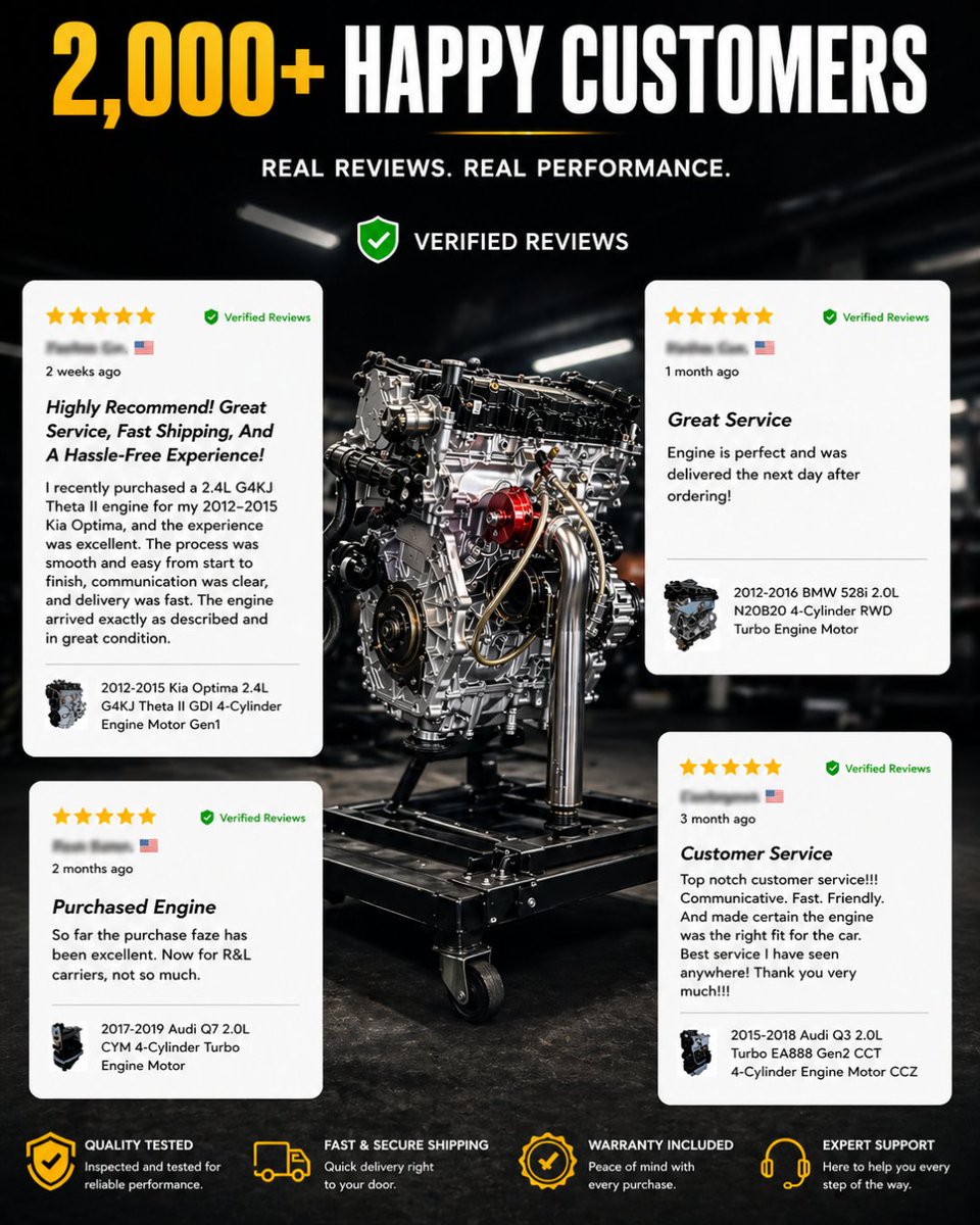 xpowerengines's tweet image. 2,000+ happy customers says it all.
Real reviews, real performance. Trust Power Engines for your next engine.

#powerengines #engine #automotive #carparts #customersatisfaction