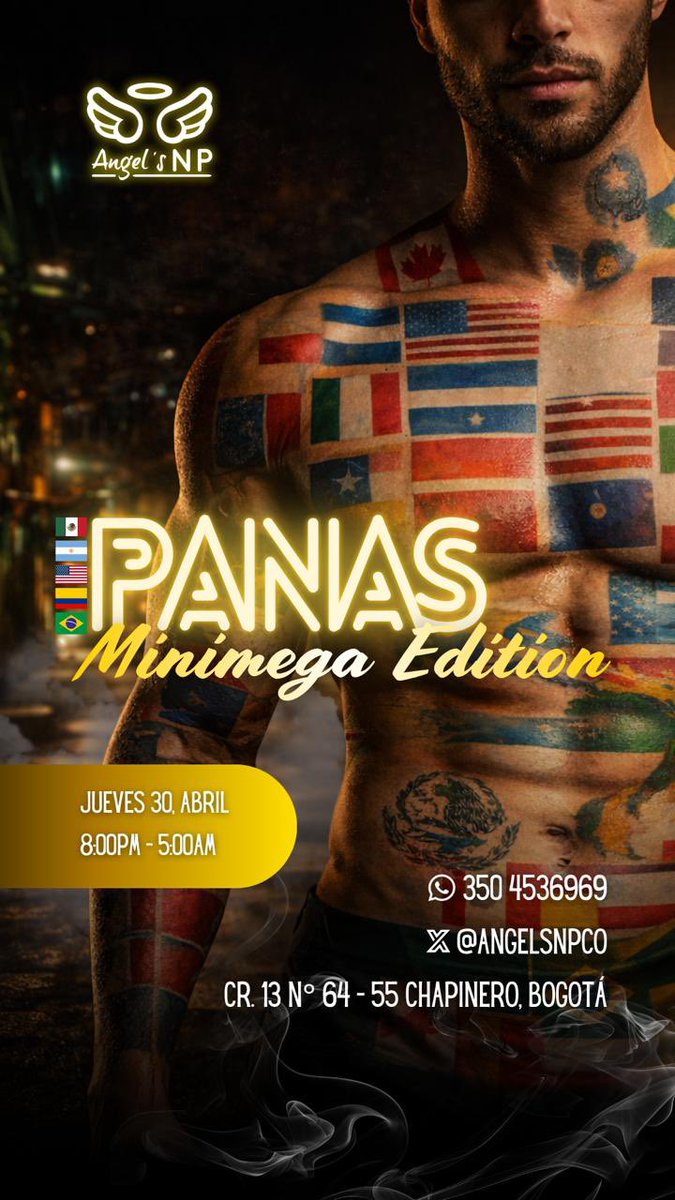 AngelsNPCo's tweet photo. 🔥JUEVES 30 ABRIL🔥 
#MINIMEGA #PANAS 🇻🇪🇧🇷🇺🇸🇲🇽

⏰ 8pm a 5am.
TODA UNA NOCHE para disfrutar a solicitud del público. 
🏰 Cr. 13 # 64 - 55 Chapinero
🏰 Angel’s Emporium. 

Extranjeros Panamericanos serán consentidos.

Angel’s Lub y Condones ilimitados…

🌐 https://t.co/GEtwdew3Iw https://t.co/NAaiTXoaxb