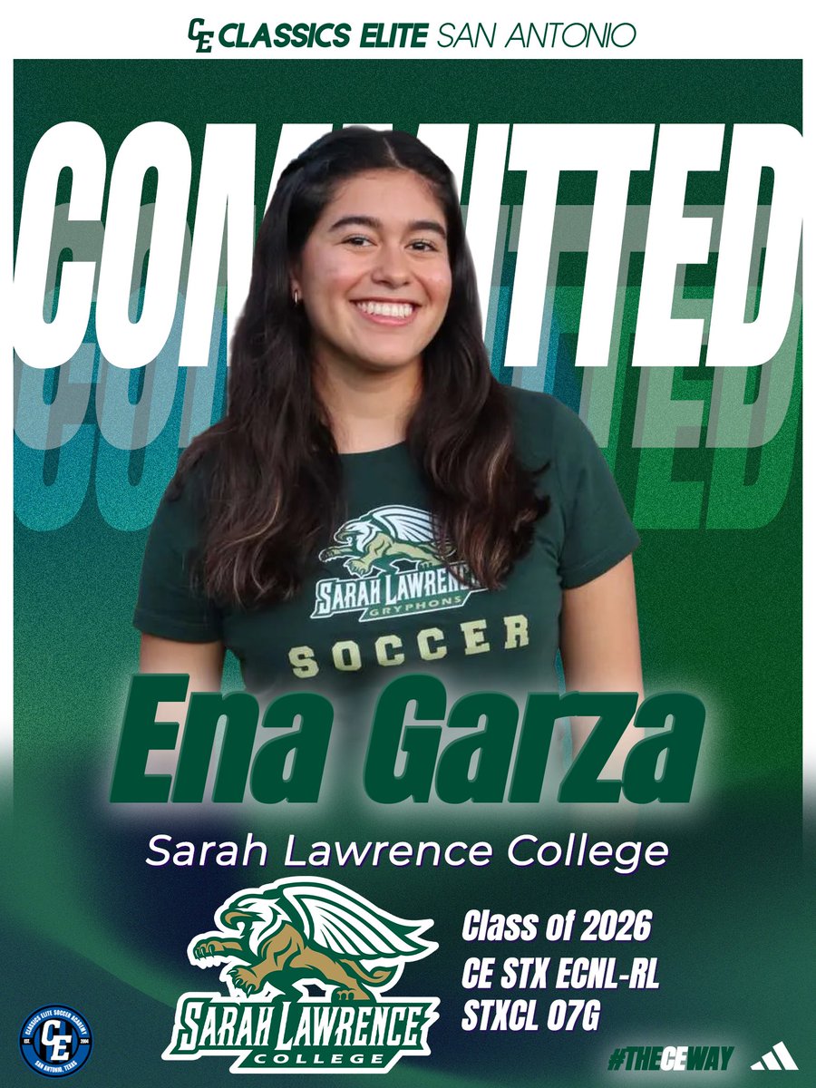 ClassicsEliteSA's tweet photo. Congratulations to Ena Garza from our CE STX ECNL RL STXCL 07/08G for committing to continue her education and soccer career at Sarah Lawrence College Class of 2026 πβ½οΈ!
π΅β«οΈ
#CEproud #theCEway #CollegeCommit
@thestxcl https://t.co/PJBRAyHIIH