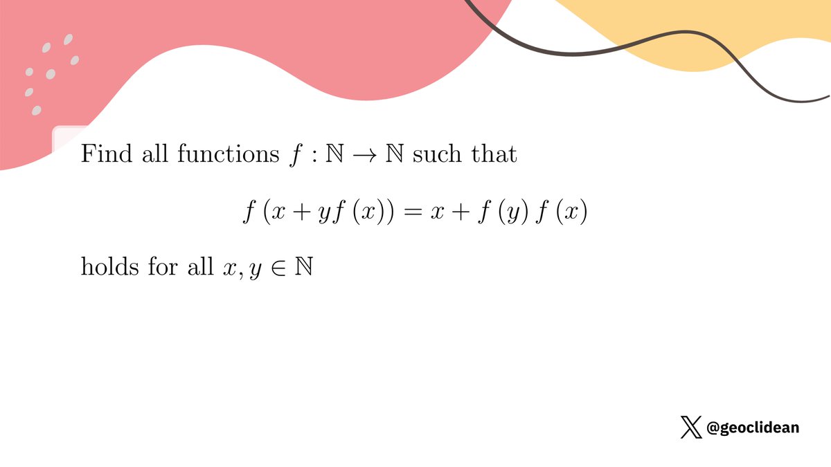 geoclidean's tweet image. Functional equation 012
#Algebra #FunctionalEquation #Function #Taiwan