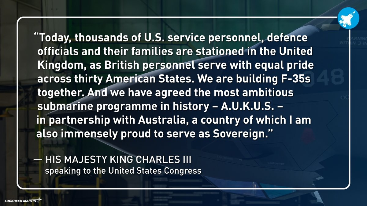thef35's tweet photo. A statement from His Majesty King Charles III speaking to the United States Congress on Tuesday. https://t.co/7gEqVcXK8p