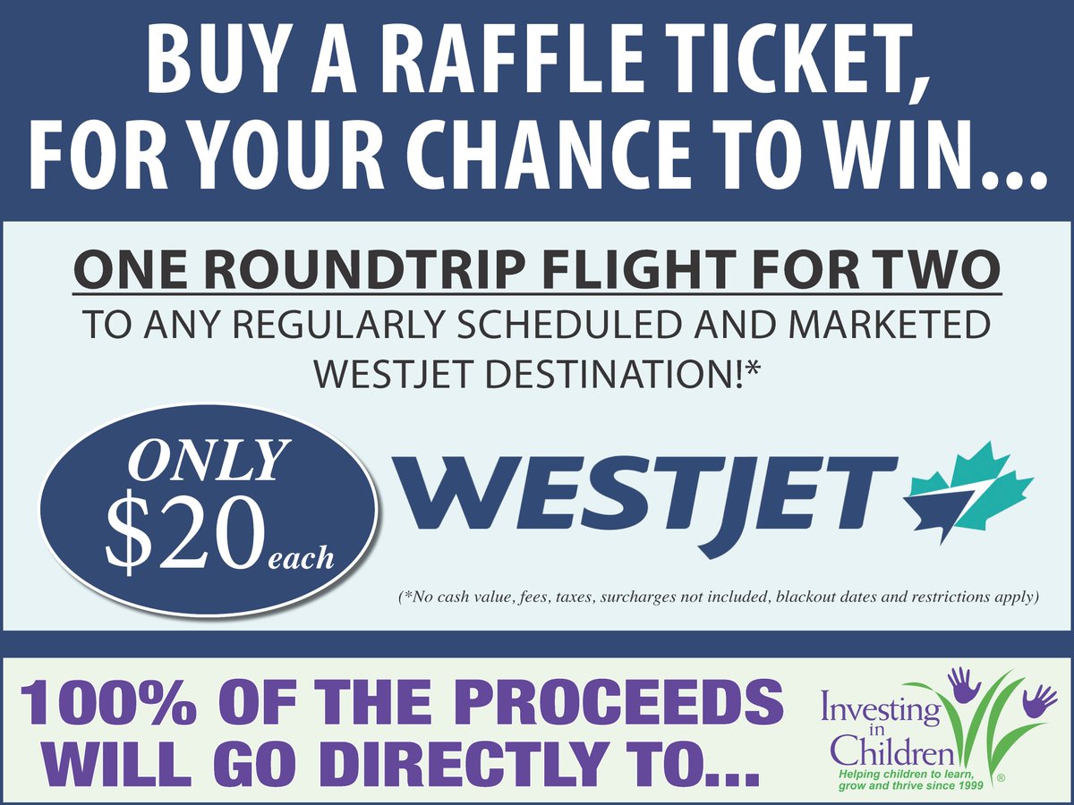 InvestChildren's tweet photo. IIC is grateful to be the recipient of a charity golf tournament that Pam Harrower will be hosting on July 25.
Pam secured an AMAZING DONATION FROM WESTJET that will be raffled off.
The raffle is open to everyone. You do not have to attend the tournament to win. https://t.co/lEEPjZ3gDB