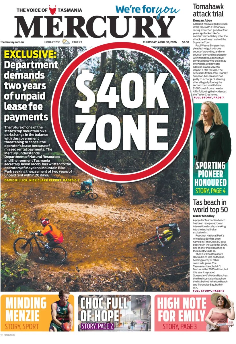 ukpapers's tweet image. ▫ $40k zone

▫Exclusive: department demands two years of unpaid lease fee payments
▫@davidjkillick

@themercurycomau #frontpagestoday #Tasmania 🇦🇺