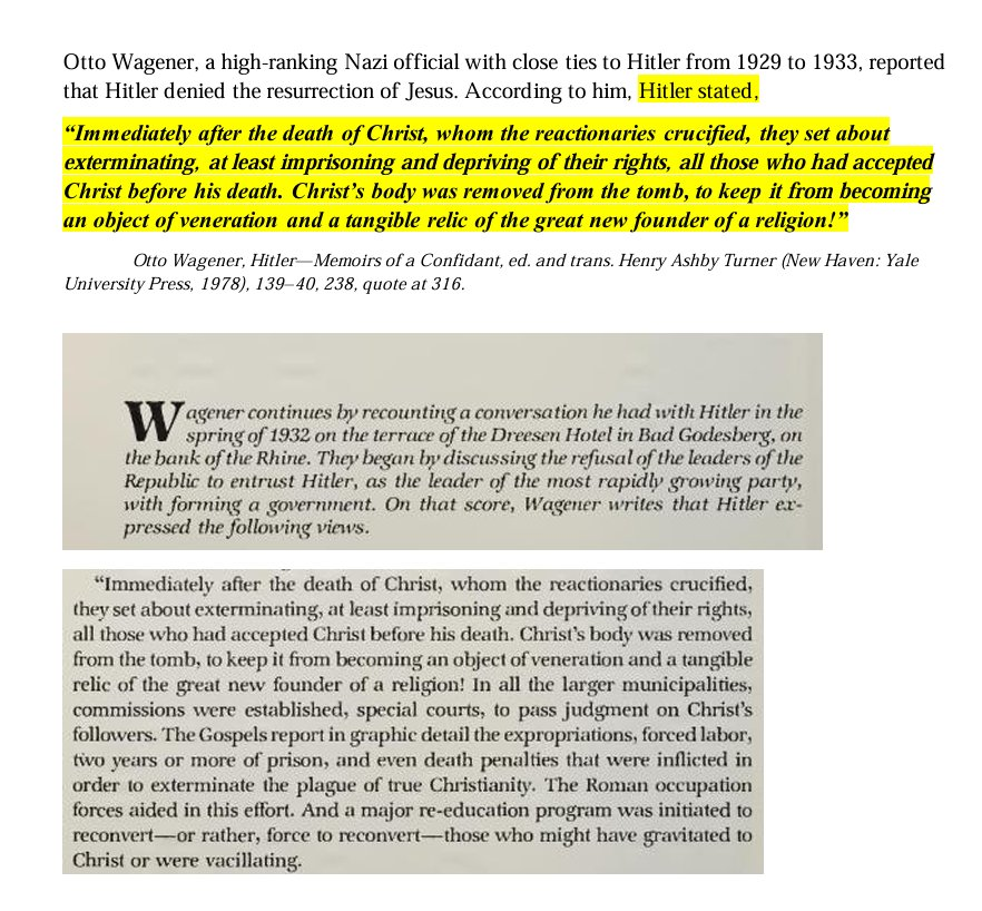 not_our_guy's tweet image. Stop believing whatever politicians say in speeches

Hitler:

-denied the resurrection
-had disdain for Christ's teachings
-called following Christ a "symptom of decay"
-called Christianity a poison
-called core Christian doctrine (salvation) idiocy