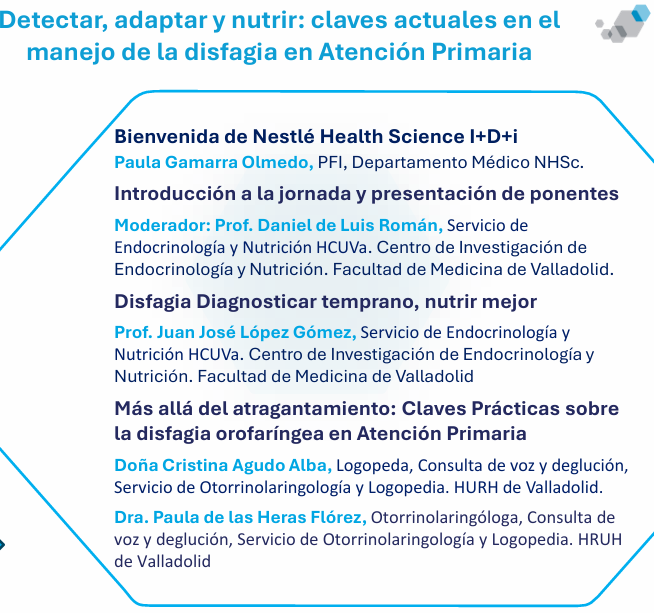 endovalladolid's tweet photo. Gran Éxito de la Jornada "Detectar, adaptar y nutrir: claves actuales en el manejo de la disfagia en Atención Primaria" en el @ICOMVALLADOLID. Hablando del trabajo multidisciplinar con ORL, logopedia y endocrinología. https://t.co/klAu0m6F6W