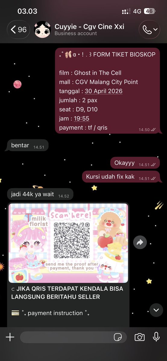 bw0san's tweet photo. PENIPU ⚠️

Yang lagi cari promo tiket nonton bioskop, hati2 sm orang ini, sumpah nipu. Sampah banget. 
Tandain aja username, nomor, qrisnya. 
@mewyesn | https://t.co/PuSW0UOP36 | +62 831-7292-5357

Tag: promo tiket xxi cgv cinepolis zonajajan https://t.co/BqQbBF0p6c