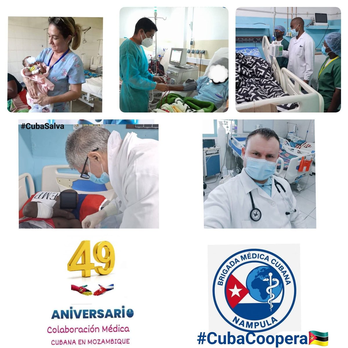 BMCMz_Nampula's tweet photo. Sanando heridas, curando dolencias de todo tipo; llenando los corazones de nuestros pacientes de luz, esperanza y amor. Ese es el legado que van dejando nuestros profesionalesde la salud en cada jornada de trabajo. 
#CubaPorLaVida 
#CubaCoopera 
@BMCMz_Nampula 
@CubacooperaMzb https://t.co/2dv2rayCO8