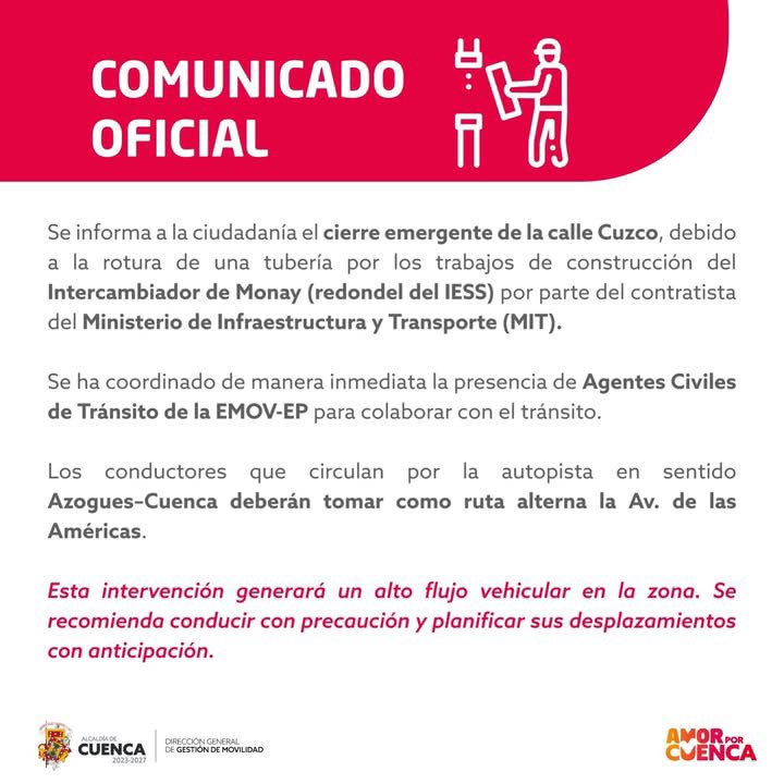 czamoramatute's tweet photo. #Atencion 🚨

Se cierra vía de desfogue (Calle Cuzco) por colapso de la mesa de dicha vía 

Habrá ALTO tráfico, tomar precauciones 

El contratista ejecuta trabajos lo más pronto para retomará fluidez https://t.co/WdYMHlTXkA