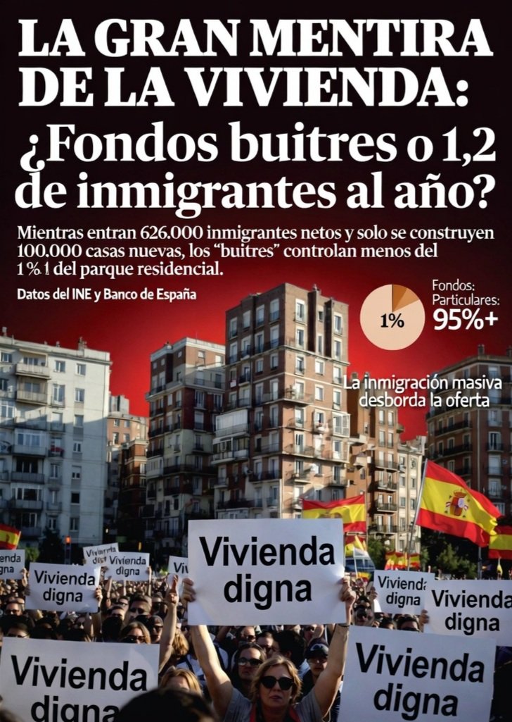 Mr_Jones_k's tweet photo. Cada año entra de media en España 1,2 millones de inmigrantes (600k de saldo migratorio neto) y cada año se construyen 100k viviendas.

Decir que el problema de la vivienda son los fondos buitre que tienen el 1% de las viviendas es tomarte por gilipollas.

#PrioridadNacional https://t.co/tugDZufvdn