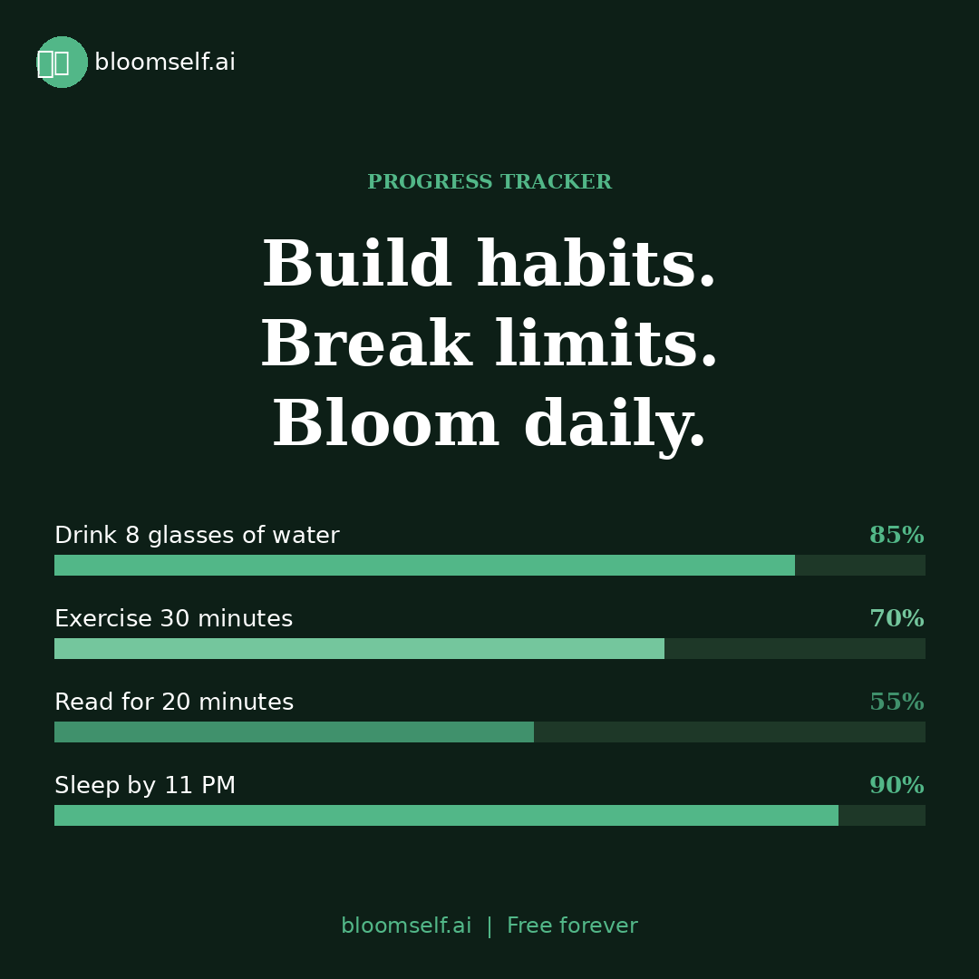 BloomSelf28174's tweet photo. We built a free AI life coach 🌱

💬 Talk to it about anything
📅 Get your daily schedule built
📈 Track habits &amp; build streaks

No sign up. No cost. Just growth.

Try it → https://t.co/09mWqQopOv https://t.co/KzVgWreTdX