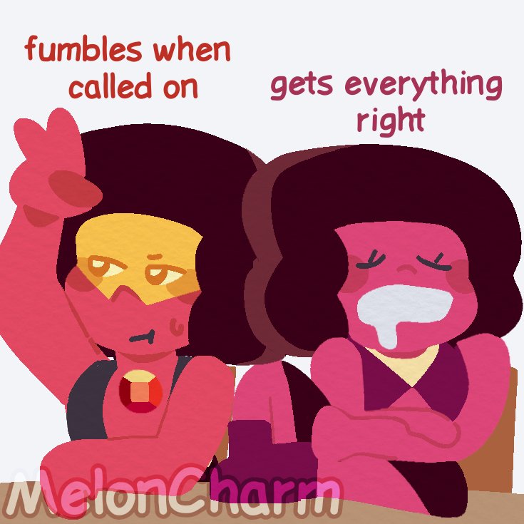 MelonCharm's tweet photo. little homeschool + rubies headcanon (navy isnt even signed in the program she just appears sometimes) #stevenuniverse #rubysquad https://t.co/qQOp0wsikc