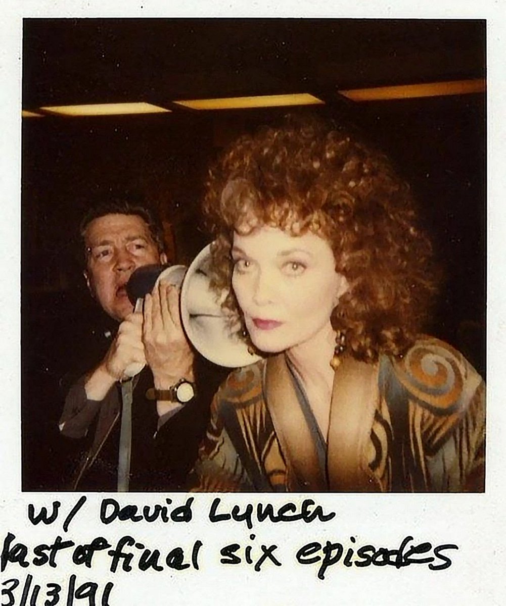 David Lynch and Grace Zabriskie Polaroid on the set of "TWIN PEAKS"
