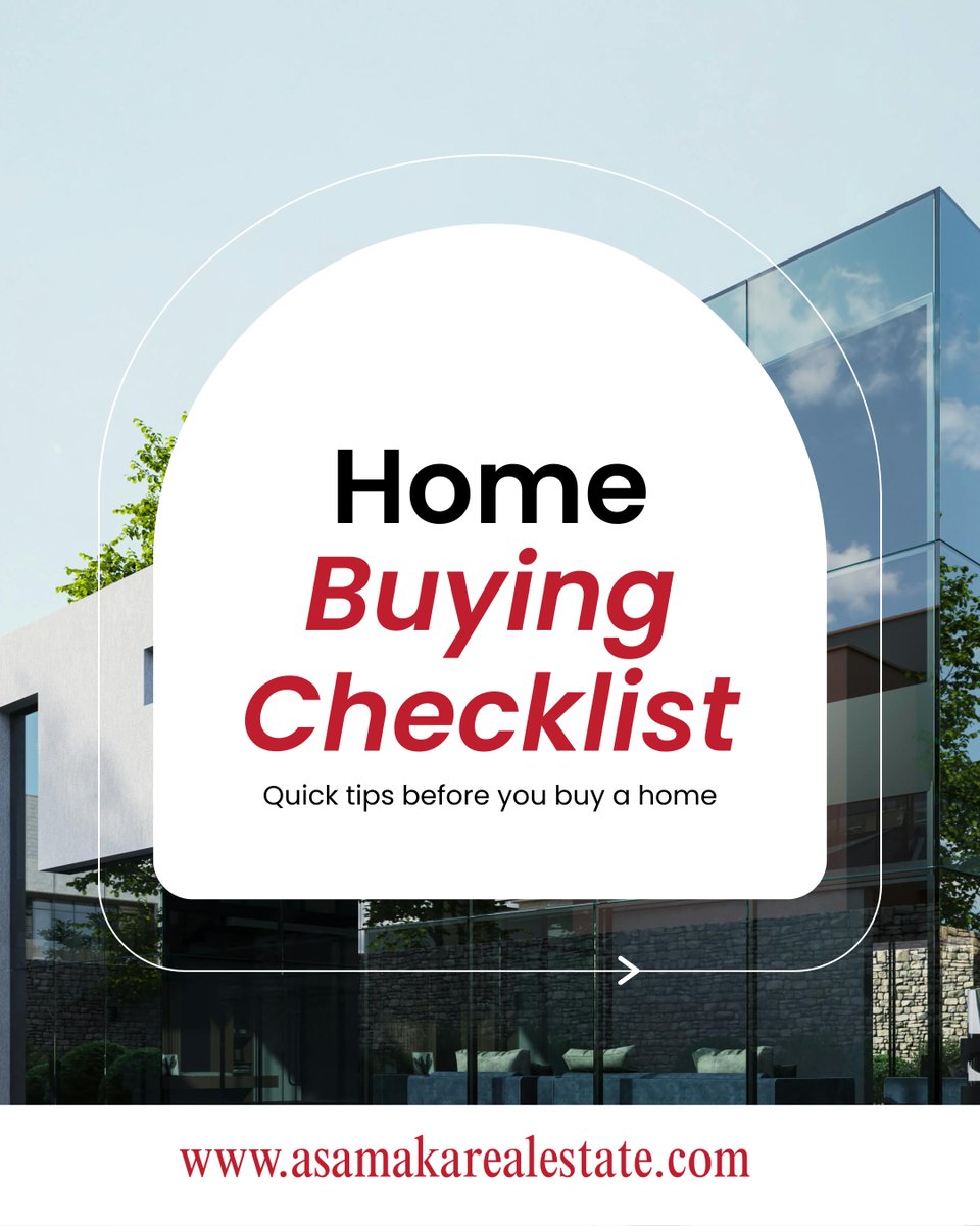 asamakarealty's tweet image. Home buying checklist:
* Verify property documents
* Check location and accessibility
* Inspect the property condition
* Confirm total cost and payment plan
* Work with a trusted agent

#AsamakaRealEstate #HomeBuyingTips #RealEstateNigeria #SmartInvestment