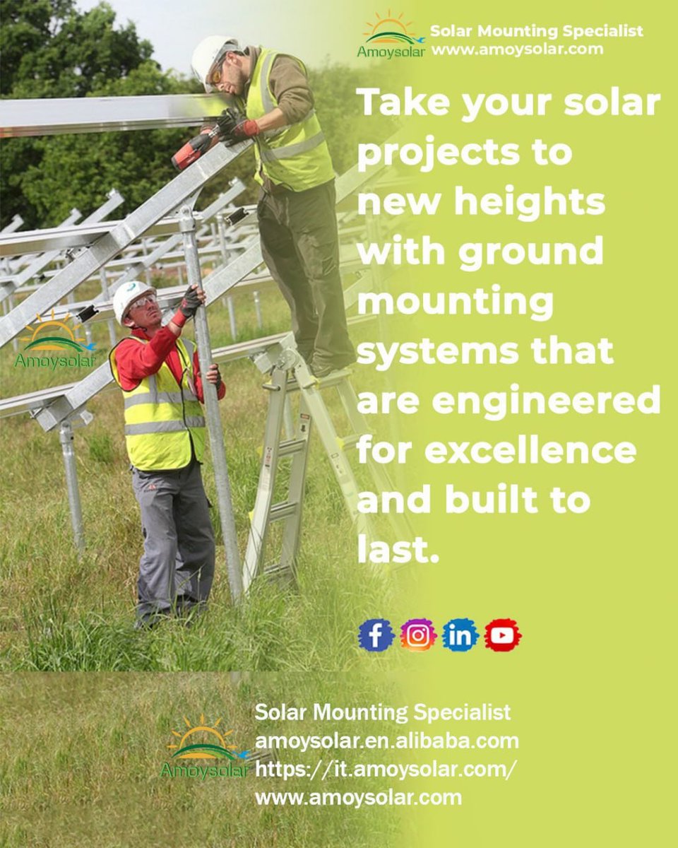 amoysolar2's tweet image. At the intersection of visionary community empowerment and strategic business optimization, our ground mounting systems stand as the ultimate catalyst for solar excellence. 
#AmoySolar #GroundMountingSystems #SolarInnovation #RenewableEnergy #SolarProjects #DurableDesigns