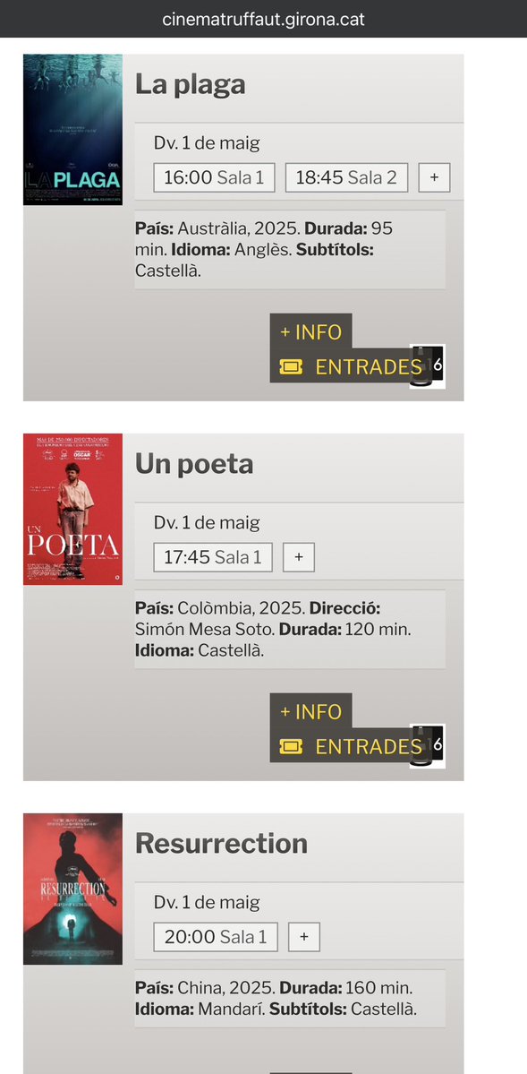 La programació del <a href="/CinemaTruffaut/">Cinema Truffaut</a> a partir d'aquest divendres és per anar-hi a les 16h i no sortir fins les 23h. Espectacular 🎥🎞️