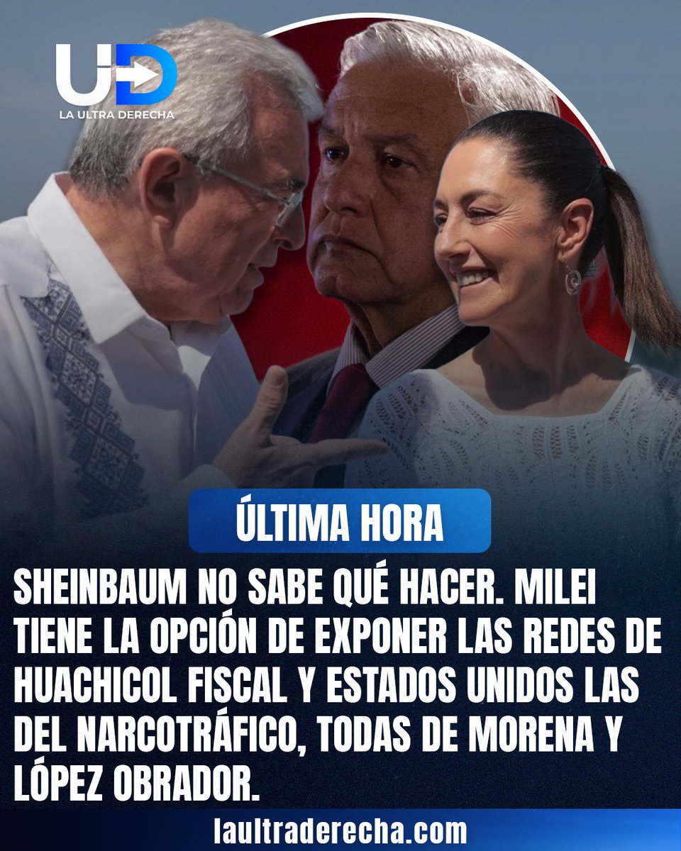 LUltraDerecha's tweet image. 🇲🇽|🇦🇷|🇺🇸#VIRAL La presidente y líder de la transformación de cuarta, Claudia Sheinbaum, está acorralada por varios frentes, desde Argentina y Estados Unidos, con autoridades y la justicia teniendo en la mira al jefe supremo de MORENA, Andrés Manuel López Obrador, así como las