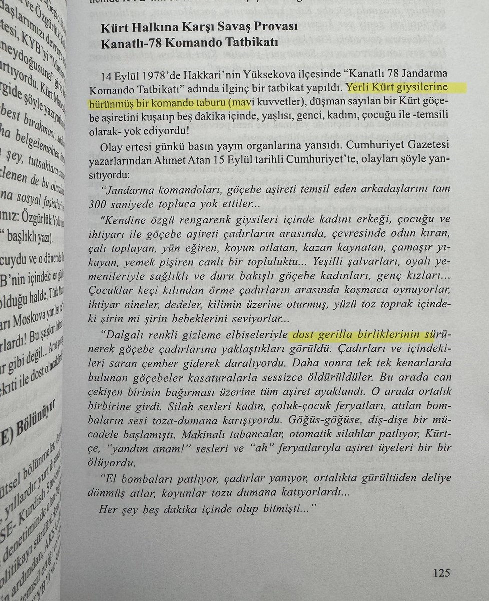 NecatZanyar1's tweet photo. Henüz PKK'nın esamesi okunmazken, Türk devleti 1978'de Kürdistan'da gerilla tatbikatı yapmış.

Ahmet ALTAN'ın o dönemde yazdığına göre bir komanda taburu Kürt kıyafetleri giyip gerilla grubu olarak bir Kürt aşiretini yokediyor.

Kürtlerin başına örülen çorap ilmek ilmek dokunmuş! https://t.co/wb0r9MpAnU