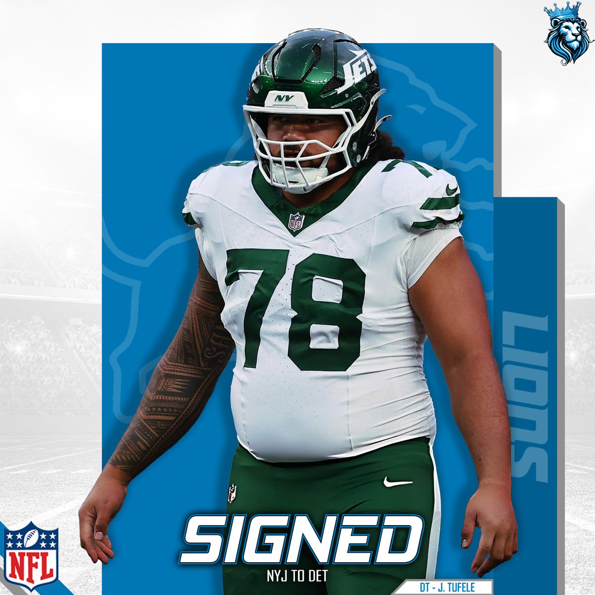 LionsRoyalty's tweet image. The #Lions have signed DT Jay Tufele

#OnePride