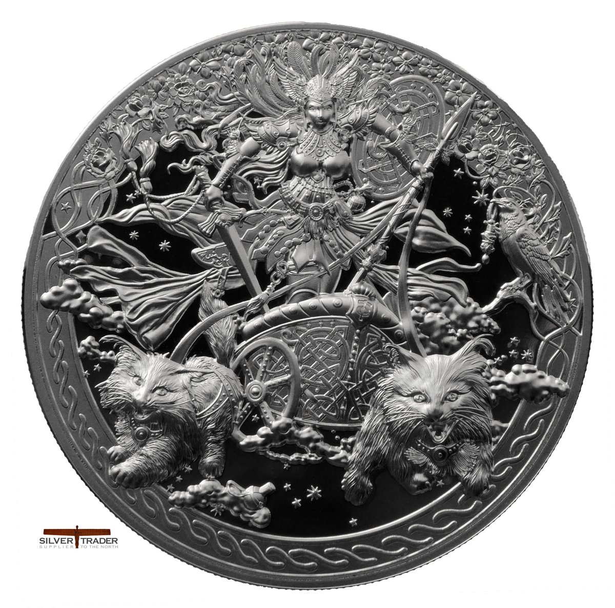 SilverTraderUK's tweet image. The 2026 #Freyja Ultra High Relief 2oz #Silver #Bullion Proof was available from silvertrader.uk/product/2026-f…
