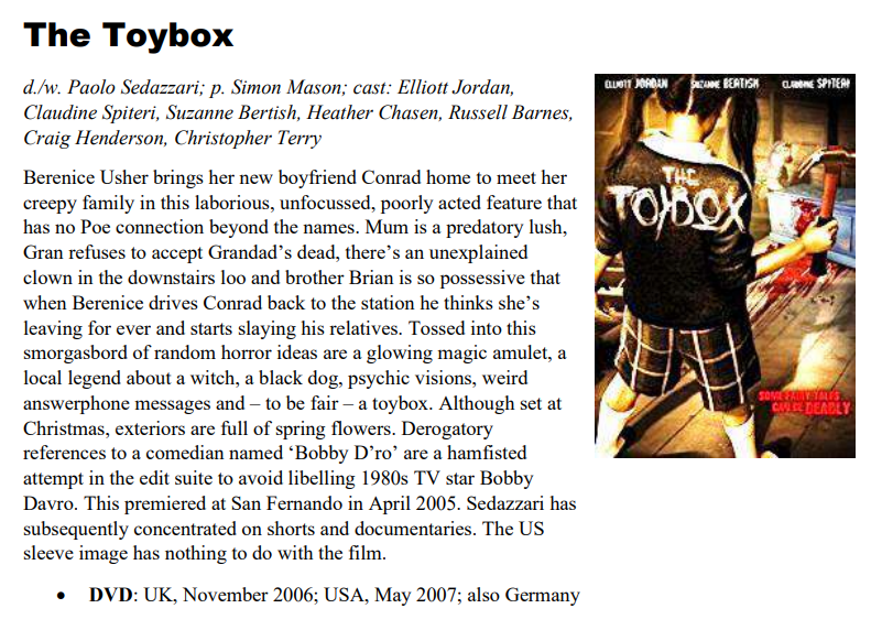 BritHorrorRev's tweet photo. Film of the Day: The Toybox https://t.co/drOvHEcaXT