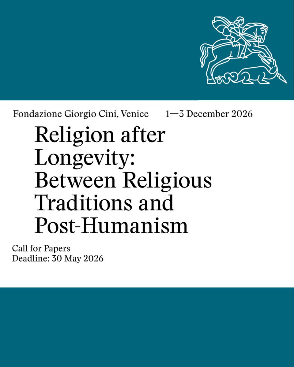 ENSIE_Network's tweet photo. The Fondazione Giorgio Cini is looking forward to receiving abstracts for a multidisciplinary conference on “Religion after Longevity: Between Religious Traditions and Post-Humanism”, taking place 1-3 December, 2026.
https://t.co/AYmmdpwICB. https://t.co/UsmUWgoNpb