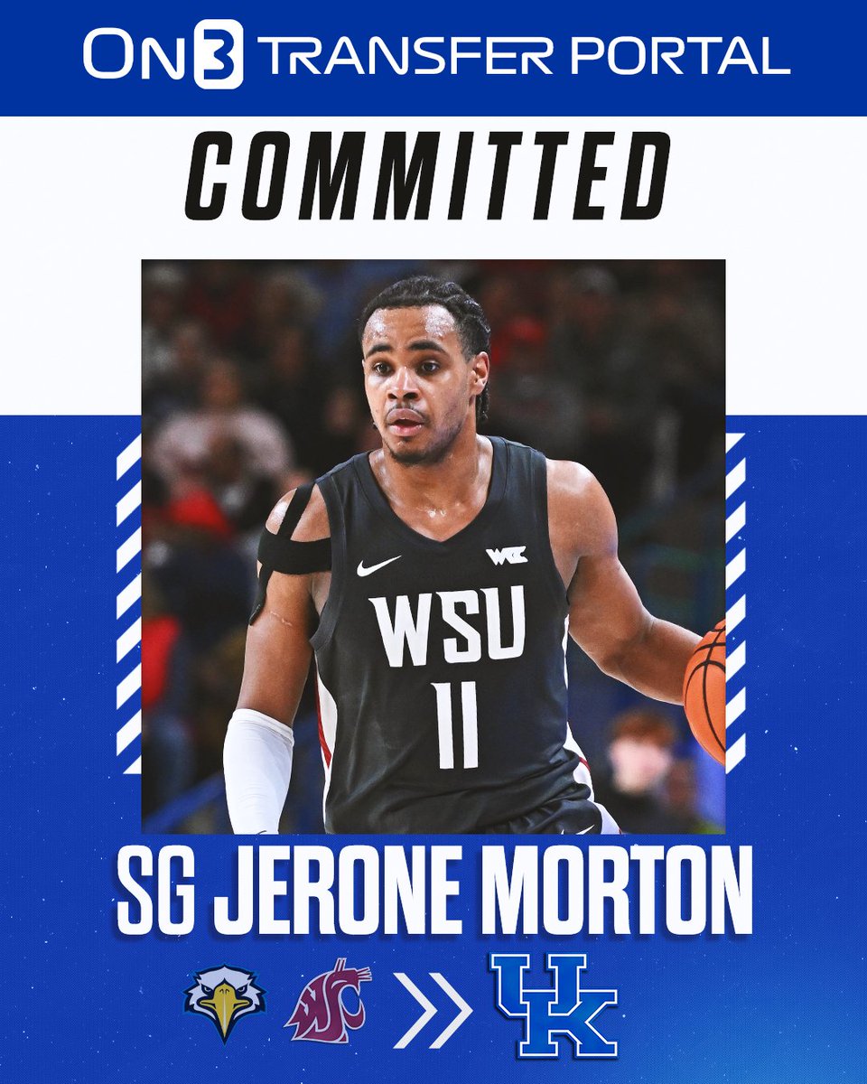 BREAKING: Washington State transfer guard Jerone Morton has committed to Kentucky, <a href="/JoeTipton/">Joe Tipton</a> reports😼

on3.com/transfer-porta…