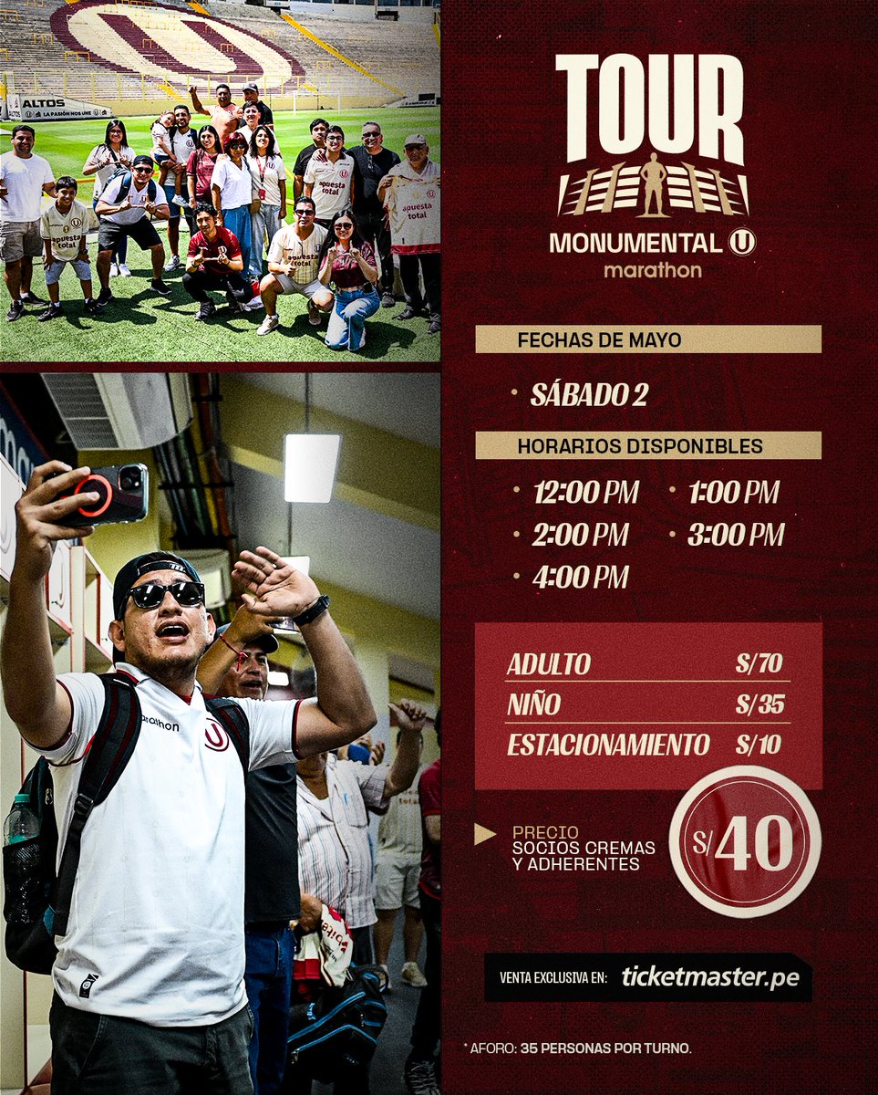 𝗠𝗔𝗬𝗢 𝗗𝗘 𝗚𝗔𝗥𝗥𝗔 𝗬 𝗚𝗥𝗔𝗡𝗗𝗘𝗭𝗔 💪

Ven a recorrer el estadio más grande del Perú y conoce de cerca la historia del más campeón en su impresionante museo.

🎟️ Adquiere tus entradas aquí ▶️ tr.ee/CA5xRP

#UnaHistoriaDeGrandeza