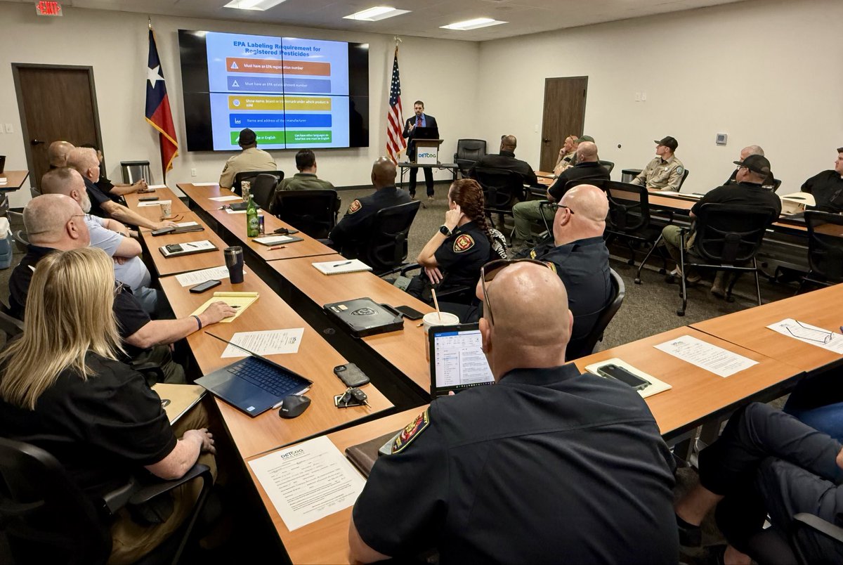 DETCOG's tweet photo. Today at DETCOG — Law Enforcement  Training on Conducting Environmental Crime  Investigations.  With funding provided by the Office of the Governor, DETCOG provided 10,724 training contact hours of peace officer training to officers in our region last year. https://t.co/57BYPOL7Ss