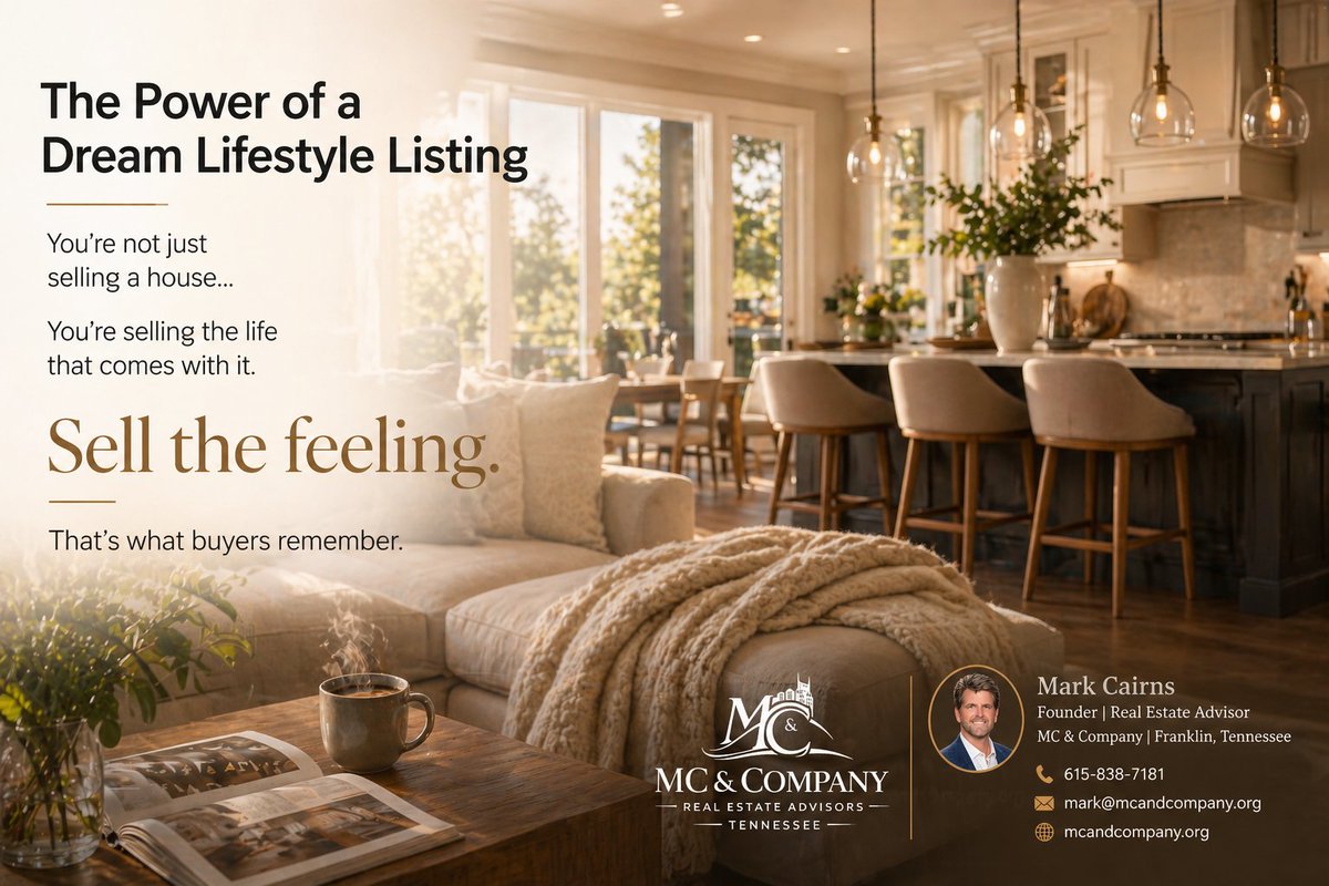 mcandcompanytn's tweet image. You’re not just selling a house.

You’re selling the life that comes with it.

The best listings don’t show features —
they tell a story buyers can step into.

And that’s what drives faster sales.

#RealEstate #HomeSelling #LuxuryLiving #FranklinTN #HousingMarket