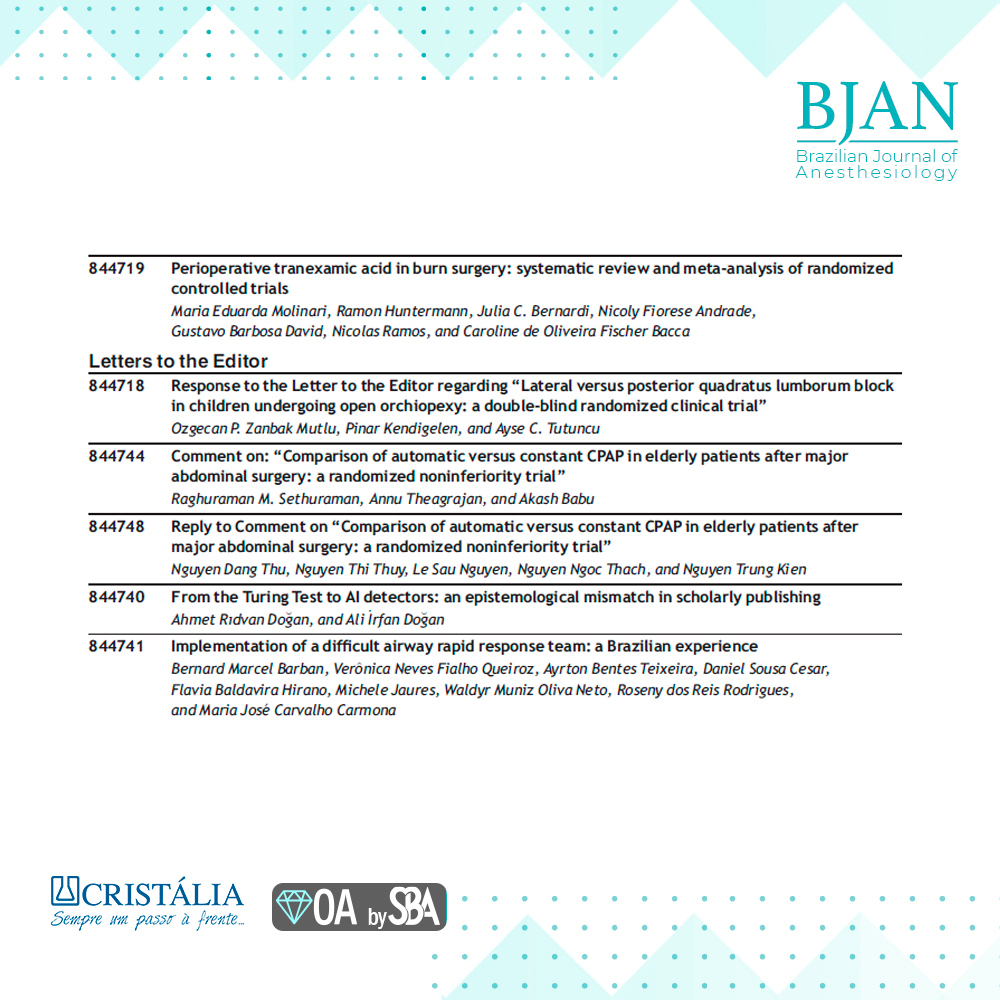 joinBJAN's tweet photo. ✨The BJAN 76-2 is available!
Read in full our issue on “Call for papers: Patient Blood Management”
📚 Open access: https://t.co/QQgDctYgv8

#joinBJAN #citeBJAN #SBA #anestesiologia #anestesia #anesthesiology #surgery #blood #anemia #transfusion #analgesia #surgeryday https://t.co/WvDhpF5V5O