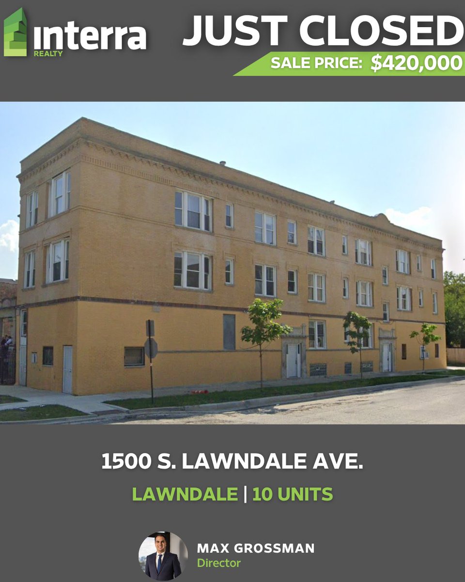 InterraRealty's tweet image. JUST CLOSED | Lawndale

Congratulations to Interra Realty Director Max Grossman who brokered the sale of this 10-unit multifamily building in Chicago's Lawndale neighborhood. 

#CRE #RealEstate #Chicago #multifamily
