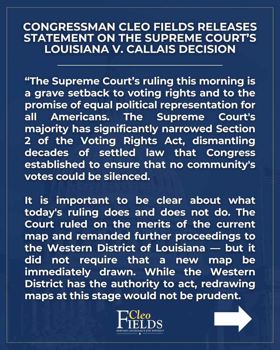 Congressman Cleo Fields tweet media