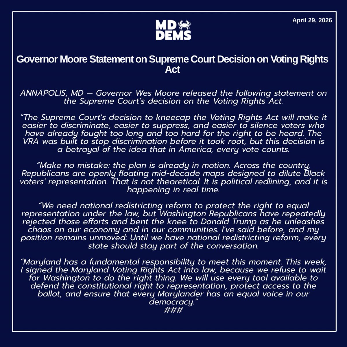 Maryland Democratic Party tweet media