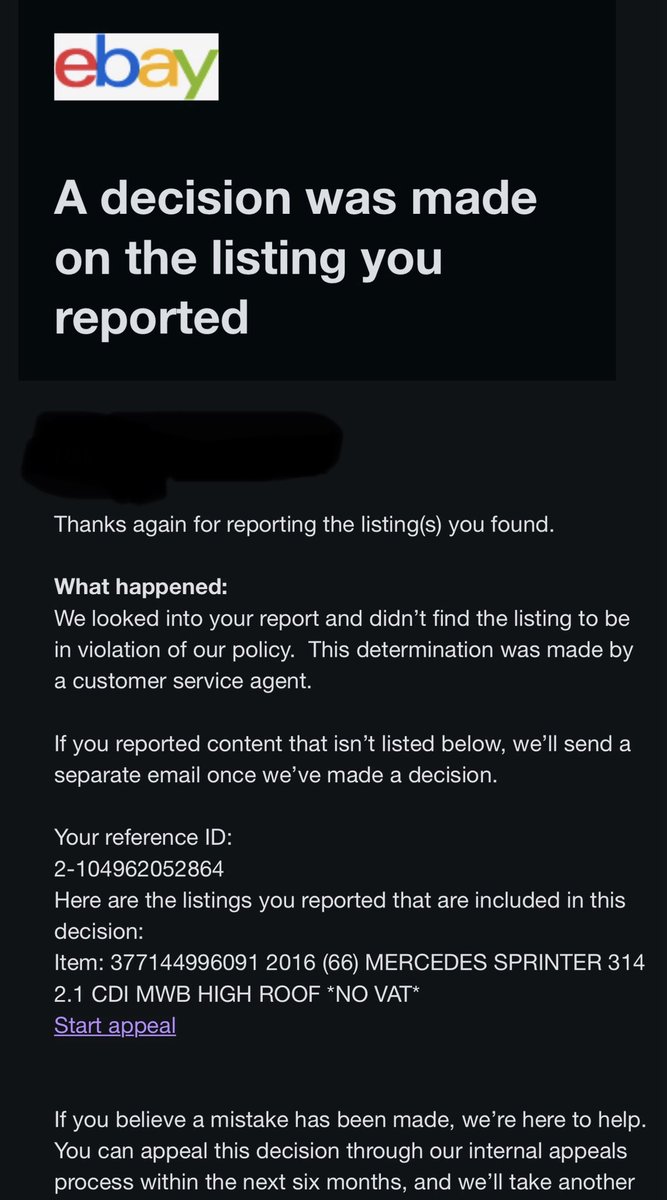 swisstonydunn's tweet image. So @eBay_UK, I reported a vehicle that is for sale that was featured on BBC tv’s The One Show tonight as a scam and you reply with this. Should you not be protecting your customers when situations like this arrive? Fortunately I’ve not parted with any cash, but others have. #scam