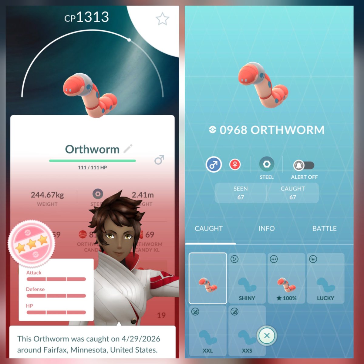 SchaferQuest777's tweet photo. Hundo Orthworm obtained on the 67th raid (lol) 

Still searching for the shiny

#PokemonGO https://t.co/3G6ezBmUYF