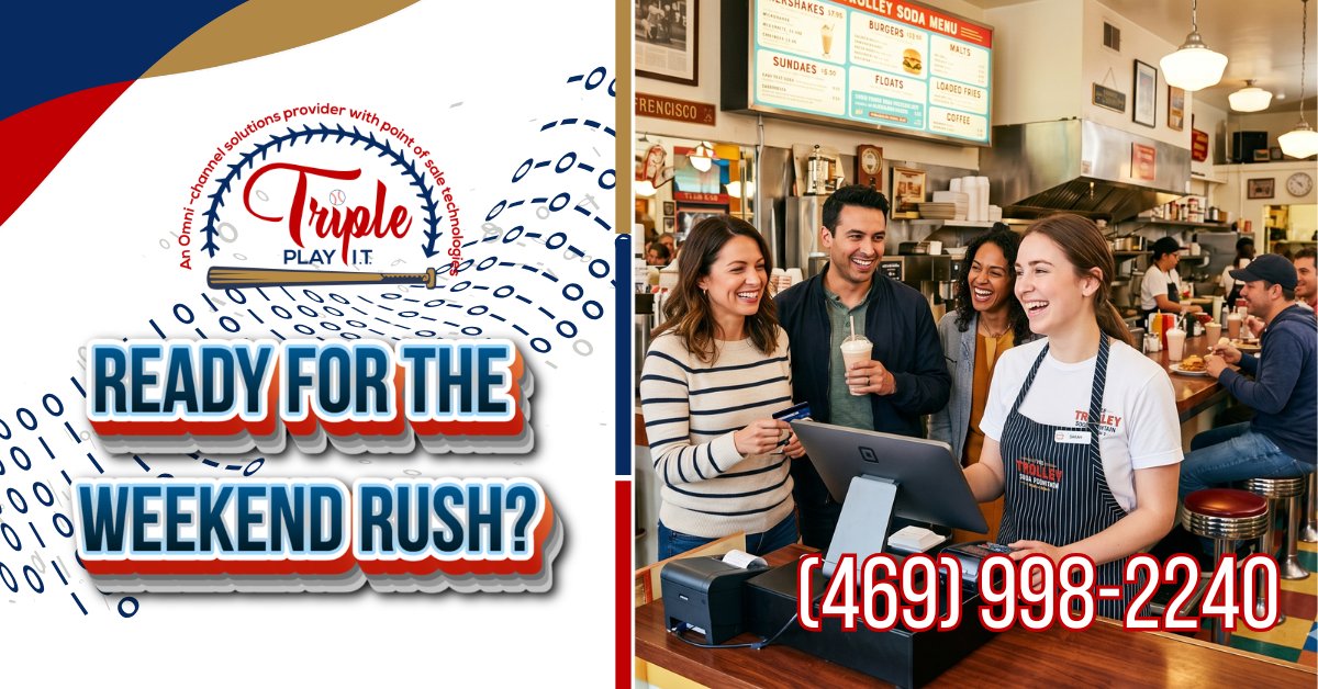 TriplePlayIT's tweet photo. Before the weekend rush, take 5 minutes to check these 4 POS essentials:
• Terminal speed
 • Printer communication
 • Payment processing
 • Network stability
Simple checks = fewer delays and better ROI.
📩 Need a professional review before the weekend? DM us.
 #TriplePlayIT https://t.co/heuMHZcNTX