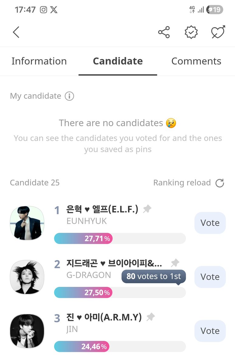 VOTE NO JIN 🚨

Prêmio KCCI Forbes CSR 2026 - Idol de Boa Influência

🚨Vote no Jin no Idolchamp App

Classificação: #3

🔗 promo-web.idolchamp.com/app_proxy.html…

⏰ A votação termina em 10 de maio, às 23:59 KST

🏆Prêmios -Troféu - Artigo especial do Korea JoongAng Daily e da Forbes Korea