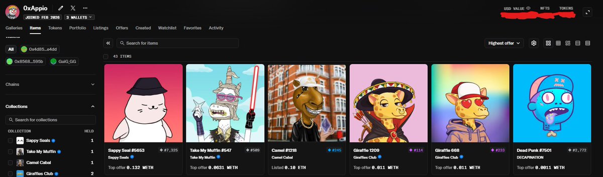 0xAppio's tweet image. Some that I recently acquired for holding:

@sappyseals @tmm_eth @camel_cabal @giraffies_nft @DECAPINATION 

Next is: @LittleGuysWorld 04/05

Which other items should be on this list?

#NFT #Ethereum