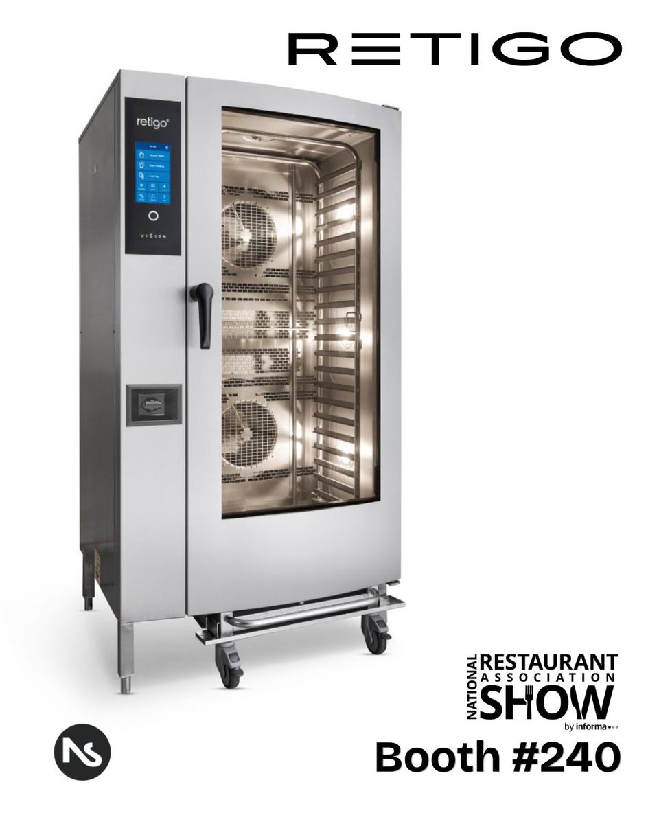 NSInterMarket's tweet photo. Descubra a Retigo, los especialistas en hornos combi durante este National Restaurant Association Show en el Booth #240.

Gama completa de hornos combinados para la industria Horeca.

Agende una cita personalizada para conocer a profundidad las soluciones de Retigo. https://t.co/t5uAkB8ibn