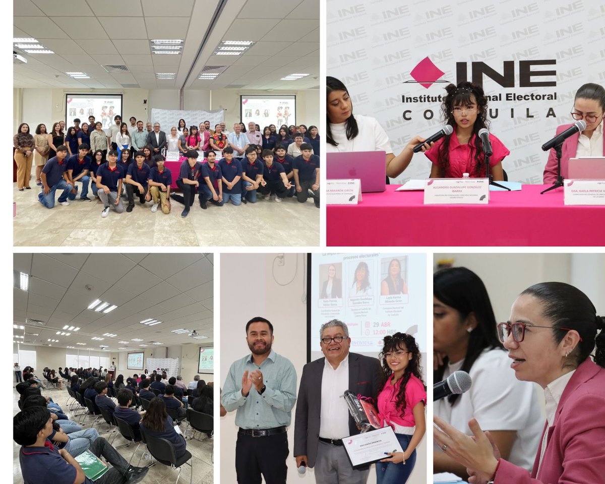 INECoahuila's tweet photo. 📢 #Entérate

El INE Coahuila llevó a cabo el Foro Estatal “La importancia del voto de las juventudes en los procesos electorales”, en el marco de la presentación de la ganadora en la entidad del Concurso Nacional Líderes Cívicas 2025. 🗳️ https://t.co/8dIgCUlZy5