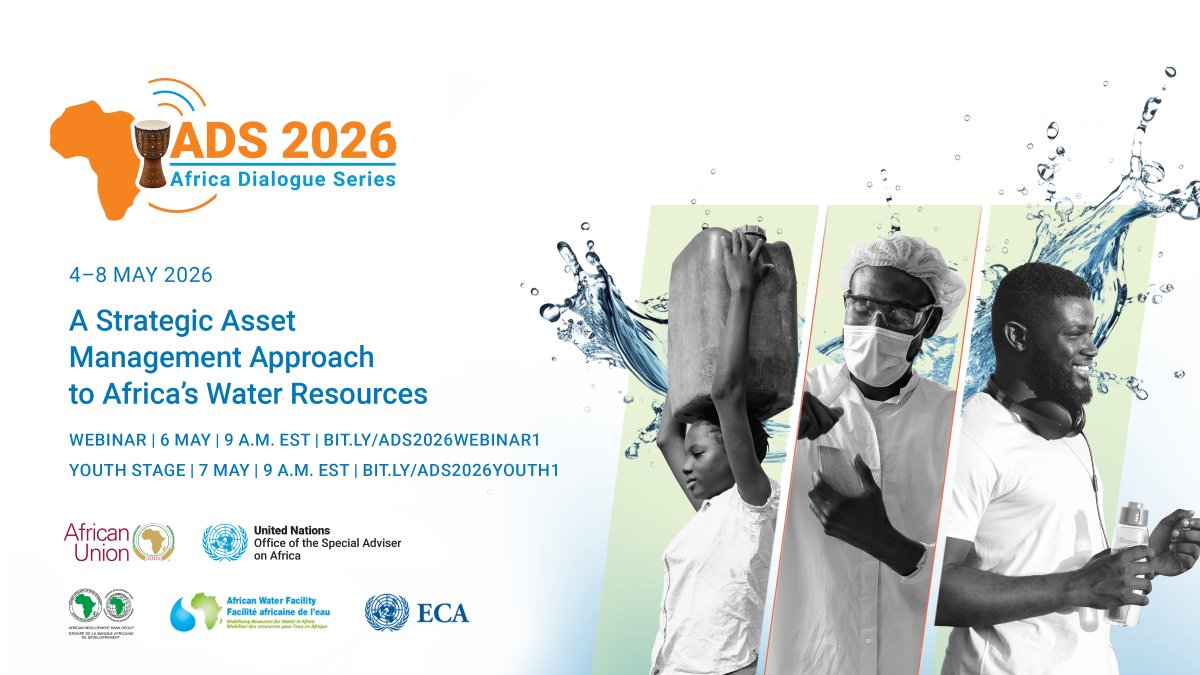 UNOSAA1's tweet image. 🚰Water is a vital resource and managing it as a #strategic asset can boost #development. 

But how can #Africa harness its #water resources?  

Join the webinar and contribute to this important discussion. 

🗓️6 May |🕑9 a.m. EST 
📝Register bit.ly/ADS2026webinar1

#ADS2026