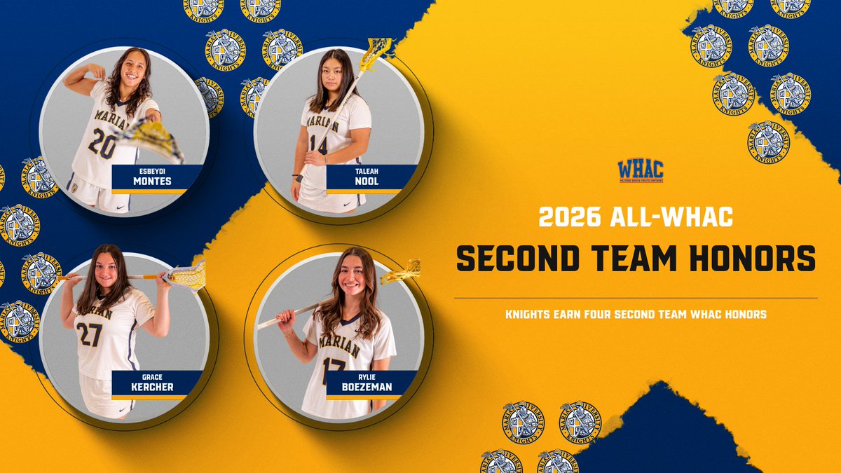 MUKnights's tweet photo. Check out all of the All-WHAC receipients for @MarianULacrosse! 21 total honors for the Knights this season! https://t.co/ubIfqfKkxK