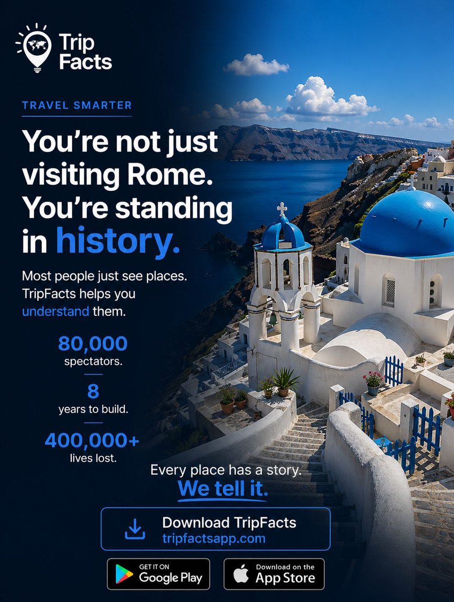 tripfactsapp's tweet image. You’re not just looking at history
You’re standing in it. 

Download TripFacts tripfactsapp.com 

#TripFacts #Rome #Colosseum #ItalyTravel #TravelDeeper